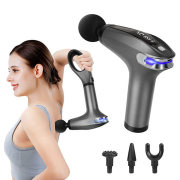 4 Massage Silicone Head Powerful Fascial Gun Portable Vibration Deep Tissue Percussion Muscle Back Massage Gun For Women