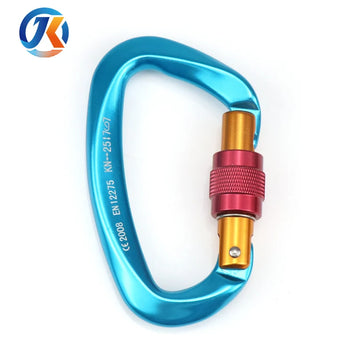 Aluminum D Shape Screw-locking 25KN Climbing Carabiner