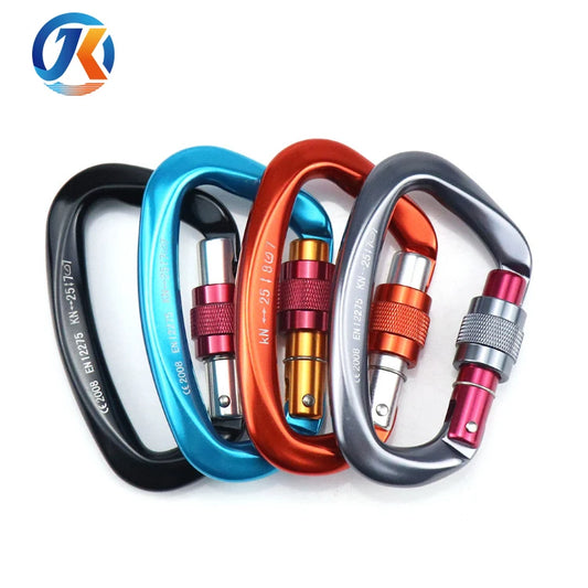 Aluminum D Shape Screw-locking 25KN Climbing Carabiner